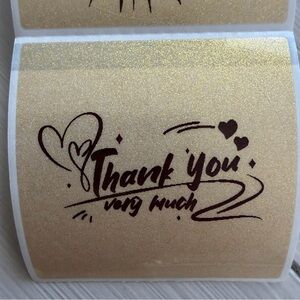 Gold and Black Transparent Glitter Thank You Very Much Stickers ~50pcs only~